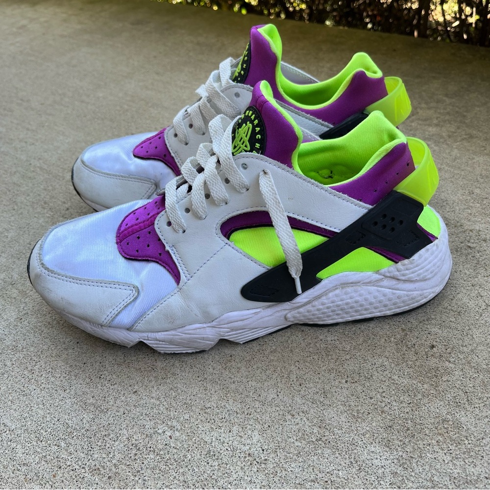 Nike Air Huarache OG Sz 10 Neon Yellow Magenta DD1068-104 FINE LEATHER